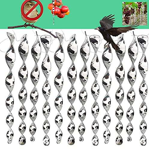 30 PC Package -Repellent Reflective Ornamental Spiral Deterrent to Keep Birds Away. Hanging Wind Twisting Scare Bird Rods Deflectors Decoys. Decorative Bird Deterrent to Protect Home and Garden.