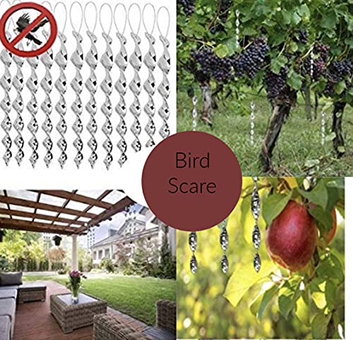 30 PC Package -Repellent Reflective Ornamental Spiral Deterrent to Keep Birds Away. Hanging Wind Twisting Scare Bird Rods Deflectors Decoys. Decorative Bird Deterrent to Protect Home and Garden.