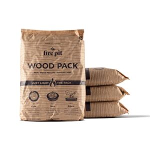 tiki brand wood packs – 4-pack, wood pellets for smokeless outdoor fire pits, wood fuel pellets, easy instant fire for 30+ minute burn, 17 x 11.5 x 3.5 inches