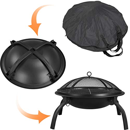 Topeakmart 22inch Fire Pit Outdoor Fireplace Foldable BBQ Firebowl with Carrying Bag Fire Poker for Camping Bonfire Picnic Backyard Garden