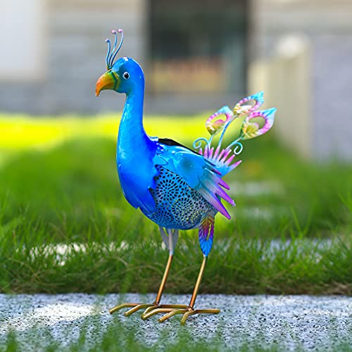 HSHD Solar Animal Lights Outdoor - Solar Power Figurine Waterproof Garden Decor with Metal Yard Art, Peacock Statue Light for Pathway Patio Backyard Decoration Lawn Ornaments(Peacock)