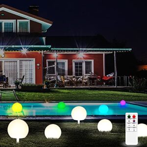 adyic solar led night light, solar ip67 waterproof floating pool lights garden lights, 8 colors changing with remote control for pool garden backyard lawn beach pond party decorations 3 packs (ball)