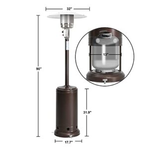 Nuu Garden 46000 BTU Outdoor Propane Gas Heater, Stainless Steel Outdoor Heater with Waterproof Heater Cover and Wheels, Propane Heater, CSA Certification for Patio, Parties, Garden, Brown