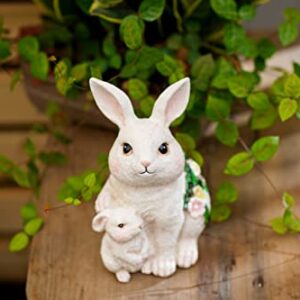 Solar Rabbit garden Decor rabbit Mother and Baby with Solar Color Changing LED Lights garden decoration Bunny Statue Easter Gifts Easter Bunny Decor Suitable for Patio Lawn Outdoor Decoration