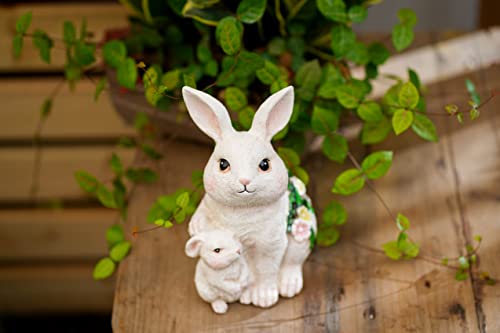 Solar Rabbit garden Decor rabbit Mother and Baby with Solar Color Changing LED Lights garden decoration Bunny Statue Easter Gifts Easter Bunny Decor Suitable for Patio Lawn Outdoor Decoration