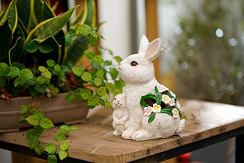 Solar Rabbit garden Decor rabbit Mother and Baby with Solar Color Changing LED Lights garden decoration Bunny Statue Easter Gifts Easter Bunny Decor Suitable for Patio Lawn Outdoor Decoration