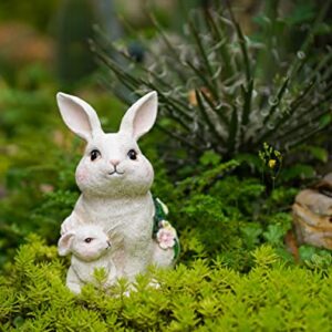 Solar Rabbit garden Decor rabbit Mother and Baby with Solar Color Changing LED Lights garden decoration Bunny Statue Easter Gifts Easter Bunny Decor Suitable for Patio Lawn Outdoor Decoration