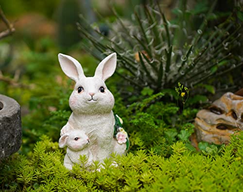 Solar Rabbit garden Decor rabbit Mother and Baby with Solar Color Changing LED Lights garden decoration Bunny Statue Easter Gifts Easter Bunny Decor Suitable for Patio Lawn Outdoor Decoration