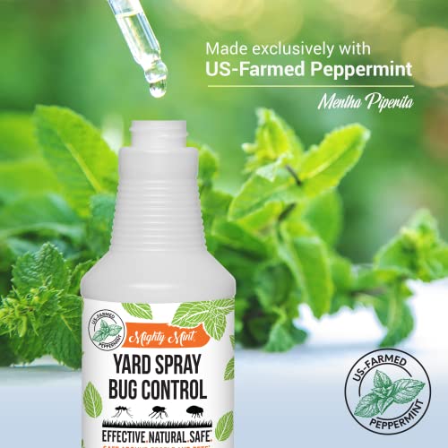 Mighty Mint 32oz Yard Spray Bug Control Natural Peppermint Lawn Spray for Fleas, Ticks, Mosquitos, Ants, and Other Insects