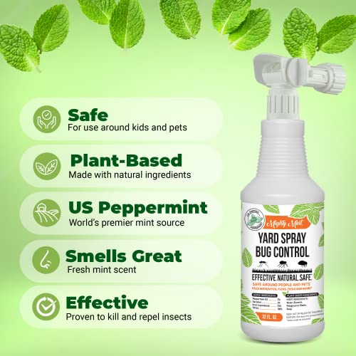 Mighty Mint 32oz Yard Spray Bug Control Natural Peppermint Lawn Spray for Fleas, Ticks, Mosquitos, Ants, and Other Insects