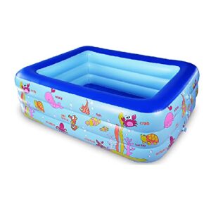 inflatable swimming pool with inflatable soft floor, 70″ x 55″ x 24″ blow up pool for kids and adults, ocean world kiddie pool for backyard, garden, outdoor, party