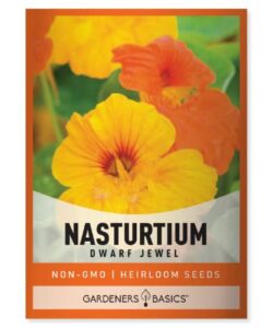 nasturtium flower seeds for planting (dwarf jewel) – edible flower open pollinated, non-gmo annual flower seed for flower gardens by gardeners basics