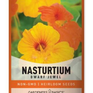 Nasturtium Flower Seeds for Planting (Dwarf Jewel) - Edible Flower Open Pollinated, Non-GMO Annual Flower Seed for Flower Gardens by Gardeners Basics