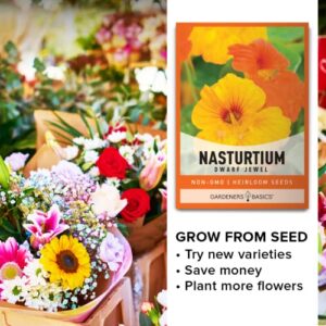 Nasturtium Flower Seeds for Planting (Dwarf Jewel) - Edible Flower Open Pollinated, Non-GMO Annual Flower Seed for Flower Gardens by Gardeners Basics