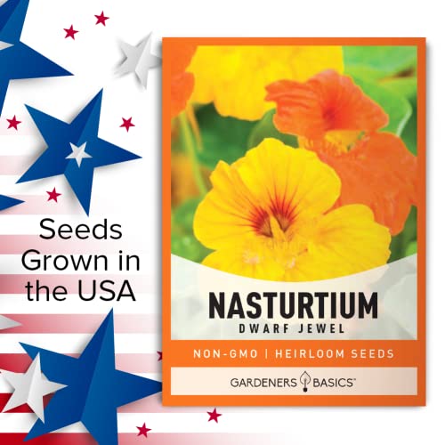 Nasturtium Flower Seeds for Planting (Dwarf Jewel) - Edible Flower Open Pollinated, Non-GMO Annual Flower Seed for Flower Gardens by Gardeners Basics