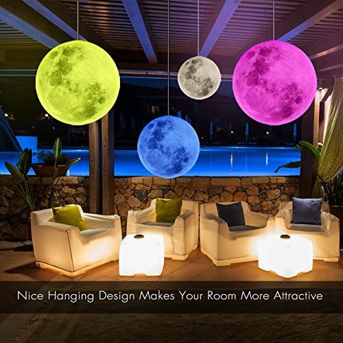 14'' Floating Pool Lights - 2 Pack Hangable Solar Moon Lights with Remote, Dimmable & Timer Inflatable Pool Lights that Float, Above Ground Glow Pool Balls for Pool, Party, Garden, Christmas Decor