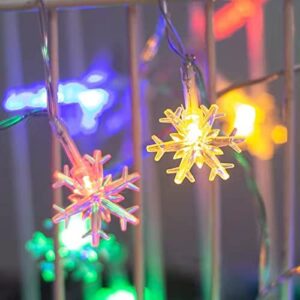 Led Snowflake Waterproof Indoor Snow Light Outdoor Lights 33FT 50 LED Lights for New Year Christmas Party Birthday Wedding Use in Living Room Bedroom Garden Roof Eaves Colorful