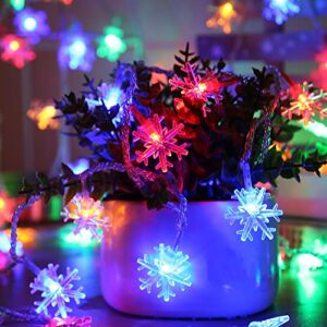 Led Snowflake Waterproof Indoor Snow Light Outdoor Lights 33FT 50 LED Lights for New Year Christmas Party Birthday Wedding Use in Living Room Bedroom Garden Roof Eaves Colorful