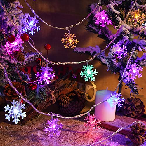 Led Snowflake Waterproof Indoor Snow Light Outdoor Lights 33FT 50 LED Lights for New Year Christmas Party Birthday Wedding Use in Living Room Bedroom Garden Roof Eaves Colorful