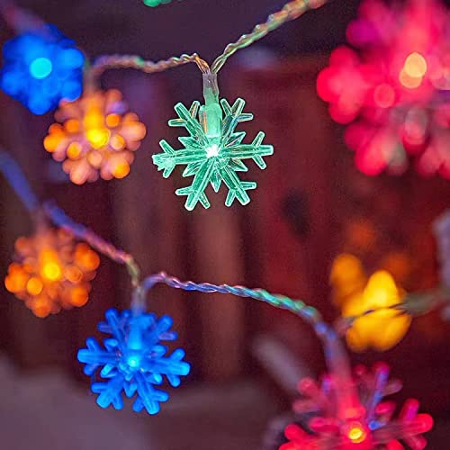 Led Snowflake Waterproof Indoor Snow Light Outdoor Lights 33FT 50 LED Lights for New Year Christmas Party Birthday Wedding Use in Living Room Bedroom Garden Roof Eaves Colorful