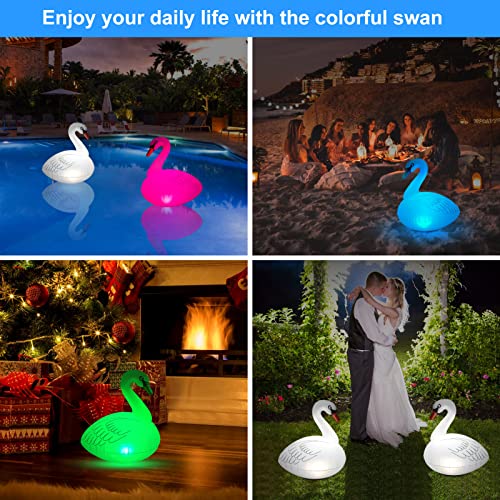 Goallim Swan Floating Pool Lights - Single, Waterproof Inflatable Solar Pool Lights, Outdoor LED Colorful Changing Swan Pool Light for Beach, Garden Backyard, Patio Lawn, Hot tub, Christmas Decoration