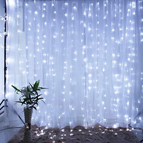 IMAGE Curtain Lights 9.8x6.6 Feet 224 LED String Lights Fairy String Lights for Wedding Party Home Garden Indoor Outdoor Wall Backdrops Decorations Waterproof UL Safety Standard White