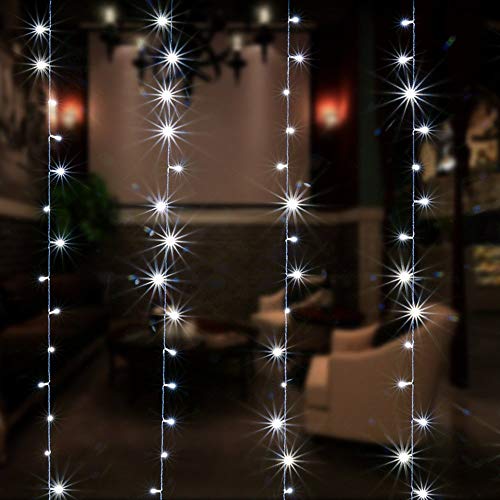 IMAGE Curtain Lights 9.8x6.6 Feet 224 LED String Lights Fairy String Lights for Wedding Party Home Garden Indoor Outdoor Wall Backdrops Decorations Waterproof UL Safety Standard White