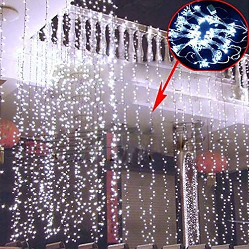 IMAGE Curtain Lights 9.8x6.6 Feet 224 LED String Lights Fairy String Lights for Wedding Party Home Garden Indoor Outdoor Wall Backdrops Decorations Waterproof UL Safety Standard White