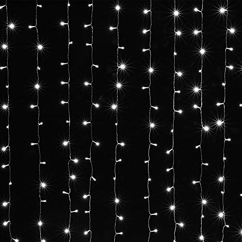 IMAGE Curtain Lights 9.8x6.6 Feet 224 LED String Lights Fairy String Lights for Wedding Party Home Garden Indoor Outdoor Wall Backdrops Decorations Waterproof UL Safety Standard White