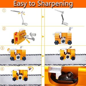 Chainsaw Sharpening Jig, Chain Saw Sharpener Tool with 3Pcs Tungsten Carbide Chainsaw Sharpener Bits, Hand-Crank Fast Chainsaw Chain Sharpening Jig Kit for 4"-22" Chain Saws, Lumberjack, Garden Worker