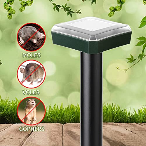 Lubatis Solar Mole Repellent Ultrasonic Gopher Repellent Mole Trap Sonic Chaser Vole Repeller Stakes Drive Away Groundhog,Snake and Other Burrowing Rodents from Lawns Garden & Yard