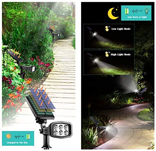 URPOWER Solar Lights Outdoor, Adjustable Solar Spot Lights Outdoor Spotlight 2-in-1 Waterproof Solar Landscape Lights Wall Light, Dusk-to-Dawn Solar Powered Light for Yard, Garden (Cool White, 2 Pack)