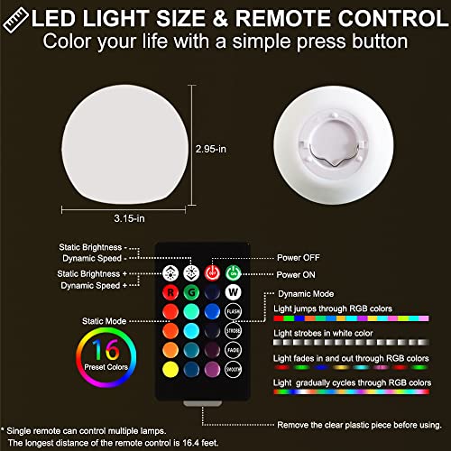 1 PC Floating Pool Light, 3-In Led Glow Pool Ball Light w/ Remote, 16 RGB Colors Changing Waterproof Hot Tub Accessory, Hanging Light up Ball Night Light for Bath Pond Beach Garden Christmas Decor