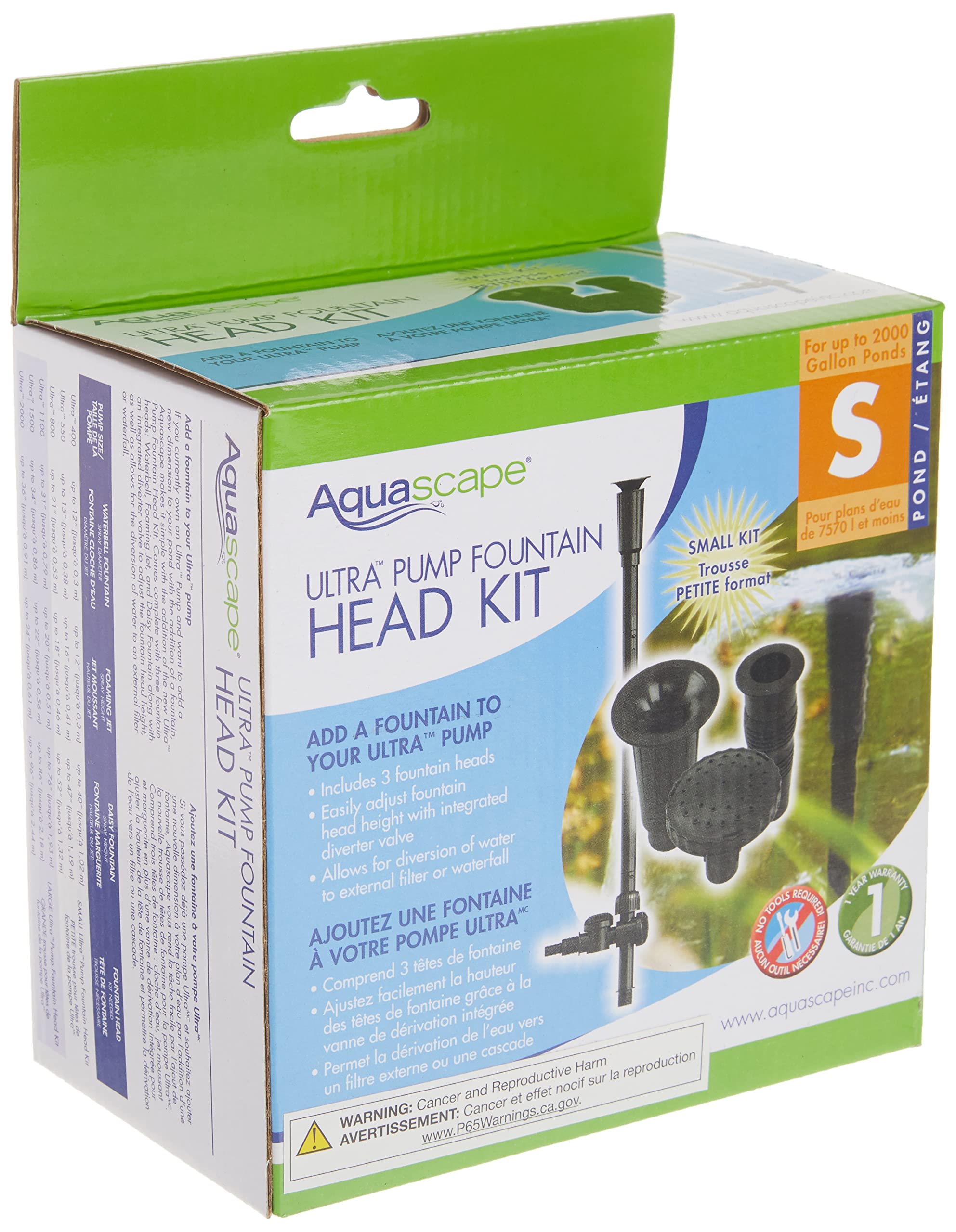 Aquascape 91045 Ultra Pump Fountain Head Kit for Ultra 400, 550, and 800 Pumps, Small Black