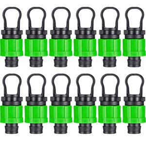 hotop 12 pieces drip irrigation tubing end cap plug 1/2 inch universal end cap fitting, compatible with 16-17mm drip tape tubing sprinkler system (green)