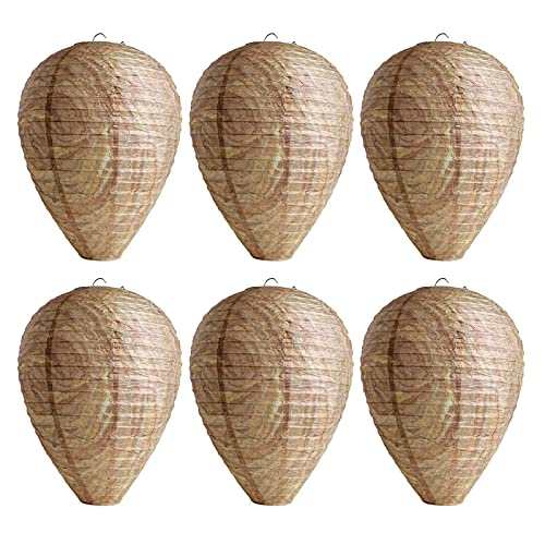 IMSEVEN Paper Fake Wasp Nest Decoy - 6 Pack, Hanging Wasp Effective Repellent for Wasps Hornets Yellow Jackets - Garden and Outdoors, 6P