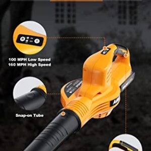 Adedad Cordless Leaf Blower with Battery and Charger 160 MPH Lightweight Blowers for Lawn Care Battery Powered Leaf Blower 2.0AH Battery - New Version More Powerful