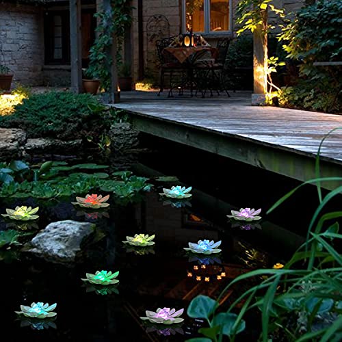 LOGUIDE Floating Pool Lights,LED Pond Light Floating Lotus Flower,Artificial Flower Floating Plant Light for Pool at Night,Battery Multicolor Waterproof,Garden Swimming Pond Christmas Decor 6PCS-Frog