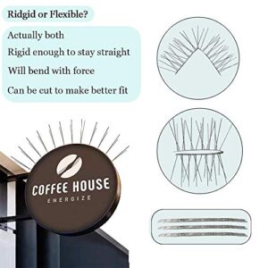 PANGCH Bird Spikes for Pigeons Small Birds,Stainless Steel Bird Spikes -No More Bird Nests & Poop-Disassembled Spikes 10 Strips 10.82 Feet Coverage