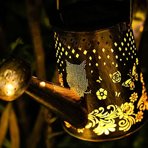 Ostritec Solar Outdoor Watering Can Lights, Waterproof Hanging Solar Lantern, Garden Lights Decoration with Light String, Suitable for Patio Yard Table Path Party RV