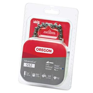 Oregon S52 AdvanceCut Chainsaw Chain for 14-Inch Bar -52 Drive Links – low-kickback chain fits Echo, Craftsman, Poulan and more