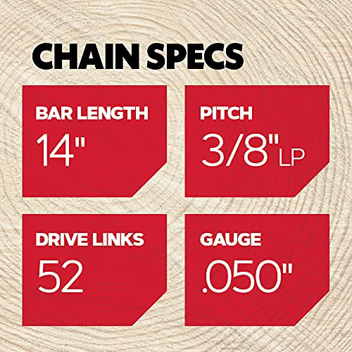 Oregon S52 AdvanceCut Chainsaw Chain for 14-Inch Bar -52 Drive Links – low-kickback chain fits Echo, Craftsman, Poulan and more