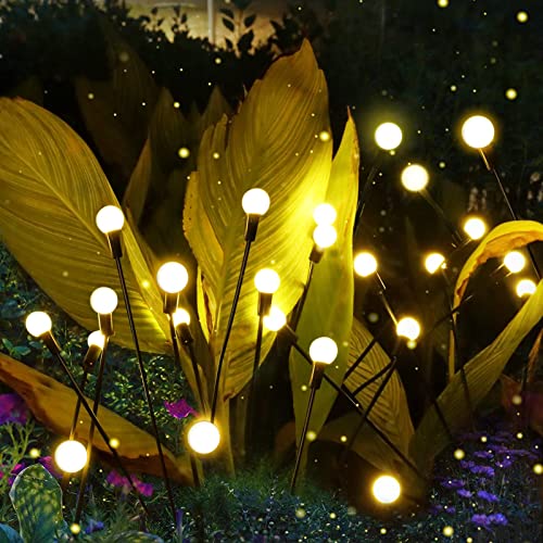 CCDobbs Solar Garden Lights, 6LED Solar Outdoor Lights, Starburst Swaying Light, Waterproof Path Lights Yard Patio Pathway Decoration Landscape Valentines Day Decor, Warm(4 Pack)