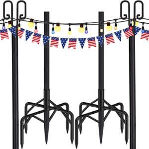jowkou string light poles for outdoor string lights 2 pack, 100 inch light poles for outside string lights, backyard steel patio light poles for garden, patio, wedding, party, birthday decorations