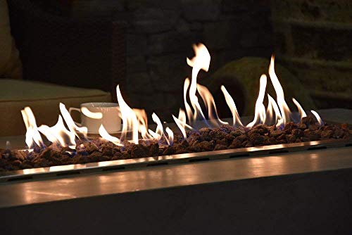 Elementi Granville Fire Table Cast Concrete Natural Gas Fire Table, Outdoor Fire Pit Fire Table/Patio Furniture, 45, BTU Auto-Ignition, Stainless Steel Burner, Lava Rock Included