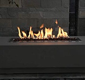 Elementi Granville Fire Table Cast Concrete Natural Gas Fire Table, Outdoor Fire Pit Fire Table/Patio Furniture, 45, BTU Auto-Ignition, Stainless Steel Burner, Lava Rock Included