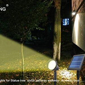 SUNLONG New Generation Solar SpotLights Outdoor Waterproof Super Bright 15LEDs Security Front Door Light Solar Powered Landscape Spotlights for Garden Pathway Driveways (WarmWhite)