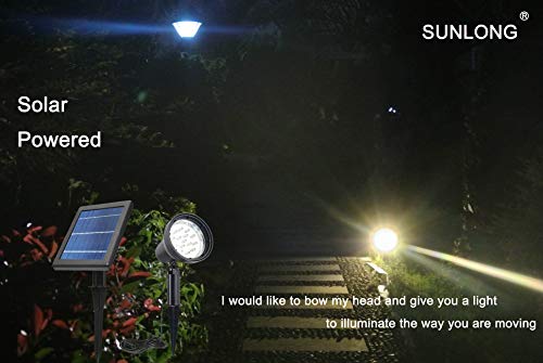 SUNLONG New Generation Solar SpotLights Outdoor Waterproof Super Bright 15LEDs Security Front Door Light Solar Powered Landscape Spotlights for Garden Pathway Driveways (WarmWhite)