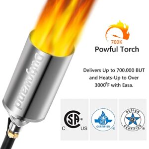 Propane Torch Weed Burner Kit, Weed Burner Torch Self Igniting with 9.9 FT Hose Plus 1 LB Propane Adapter, High Output 700,000 BTU Propane Weed Torch for Roofing,Ice Snow,Road Marking,Charcoal