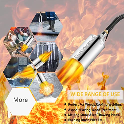 Propane Torch Weed Burner Kit, Weed Burner Torch Self Igniting with 9.9 FT Hose Plus 1 LB Propane Adapter, High Output 700,000 BTU Propane Weed Torch for Roofing,Ice Snow,Road Marking,Charcoal